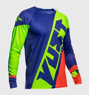 Camiseta para motocross Vust Exo Fast azul marinho e amarelo